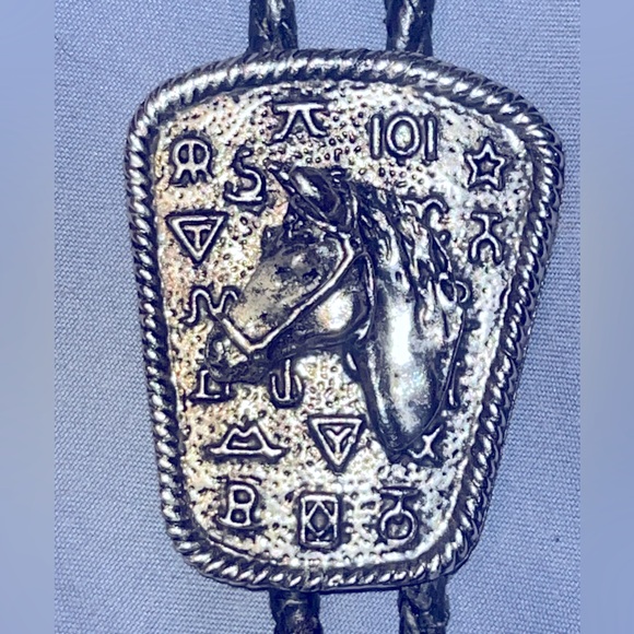 Mens BOLO WESTERN TIE HORSE SILVER BLACK BRAIDED FROM CAVENDERS - Picture 2 of 4